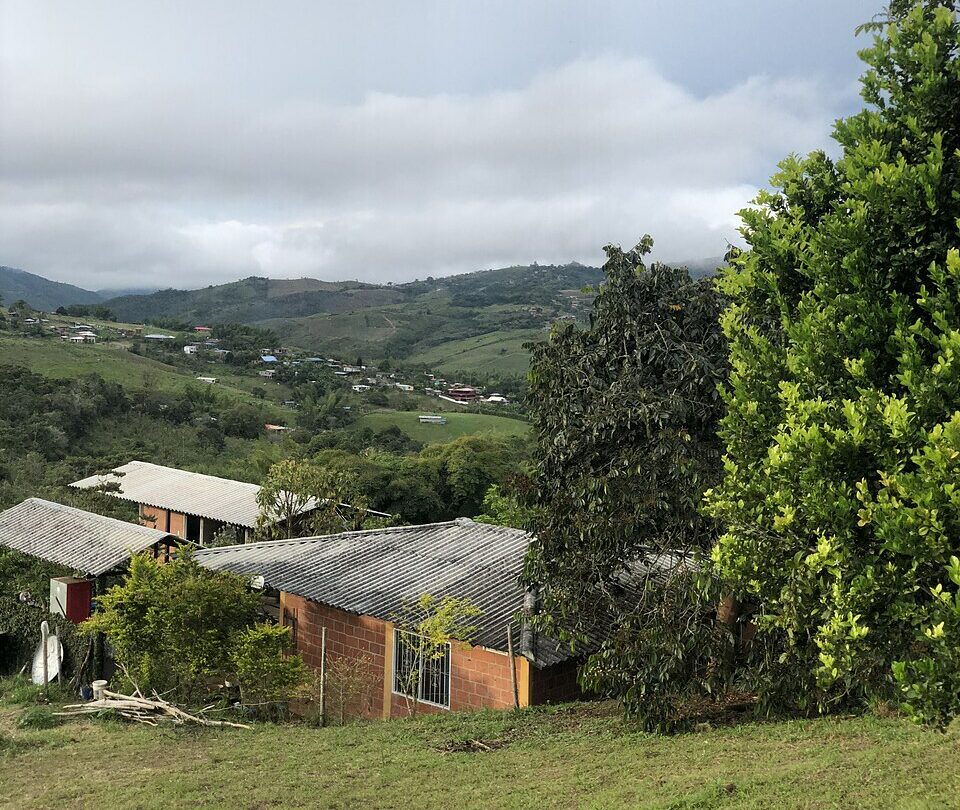 Wiejski krajobraz El Aguacatal w regionie Valle del Cauca w Kolumbii, fotografia z lutego 2026 roku. Ilustracja obszarów wiejskich, nie konkretnego projektu reintegracji.