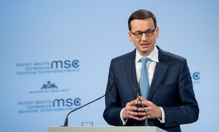 Mateusz Morawiecki podczas wystąpienia na Monachijskiej Konferencji Bezpieczeństwa w 2018 roku